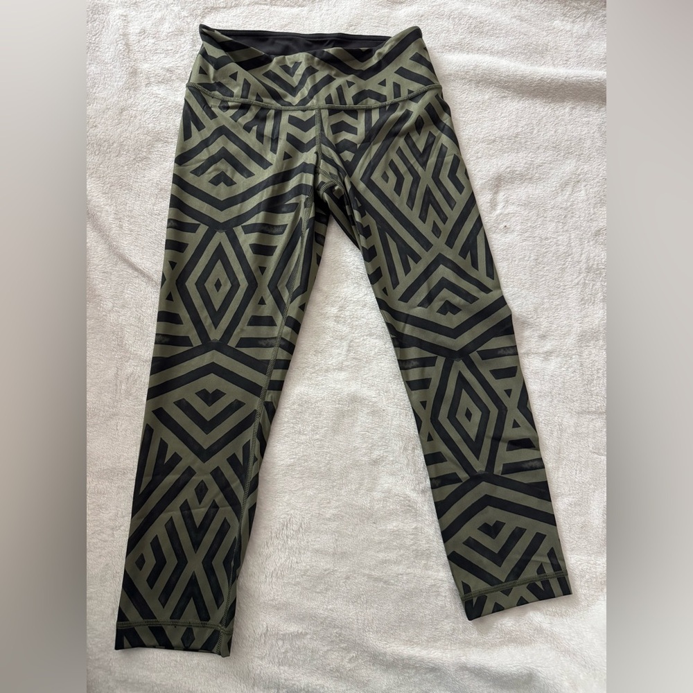 lululemon athletica Geometric Black and Green Leggings